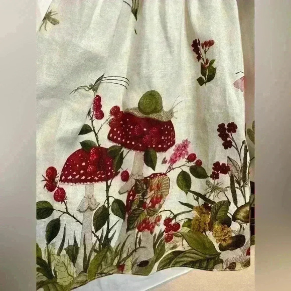 Cara Cara Fairytale Mushroom Border Ivory Bluehill Midi Dress Size 6 - Picture 8 of 15